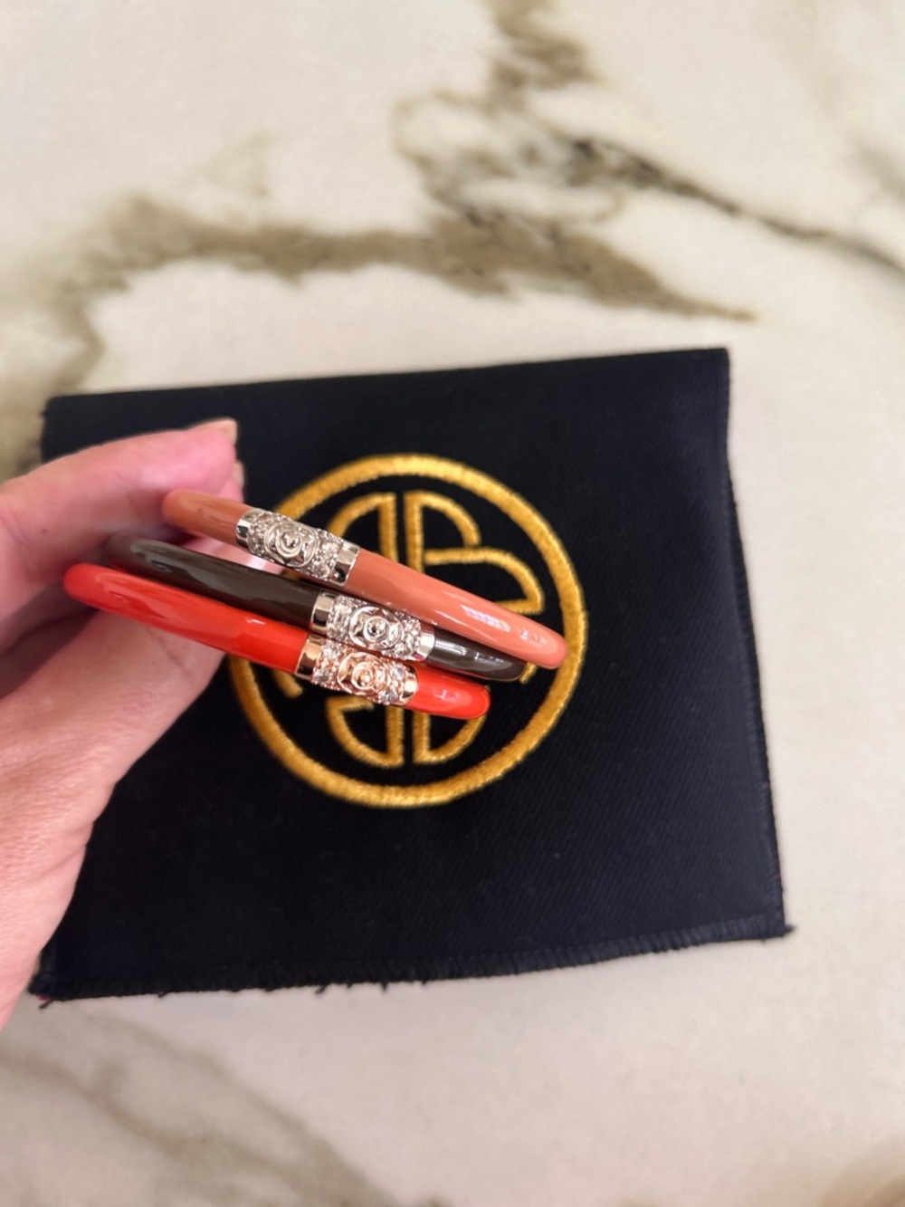 BUDHAGIRL THREE KINGS Bangle Set Silver Metal Accents - Coral, Brown